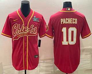 Men%27s Kansas City Chiefs #10 Isiah Pacheco Red With Super Bowl LVII Patch Cool Base Stitched Baseball Jersey